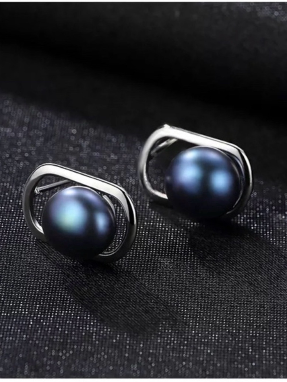 Genuine Natural Black Pearl Studs NEW